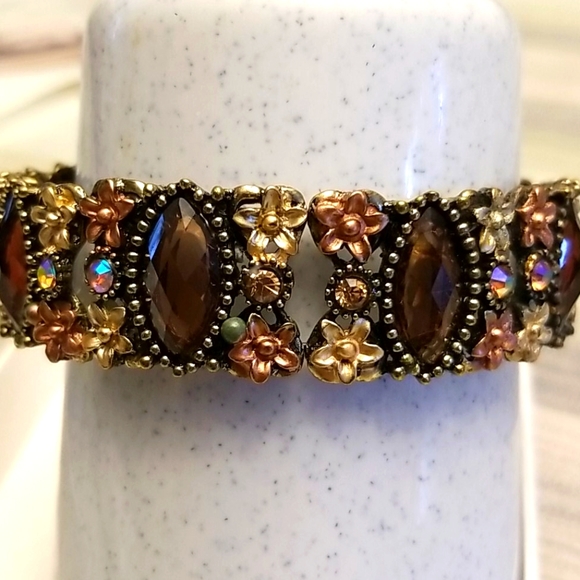 Vintage Rhinestone Floral Bracelet - Picture 1 of 3